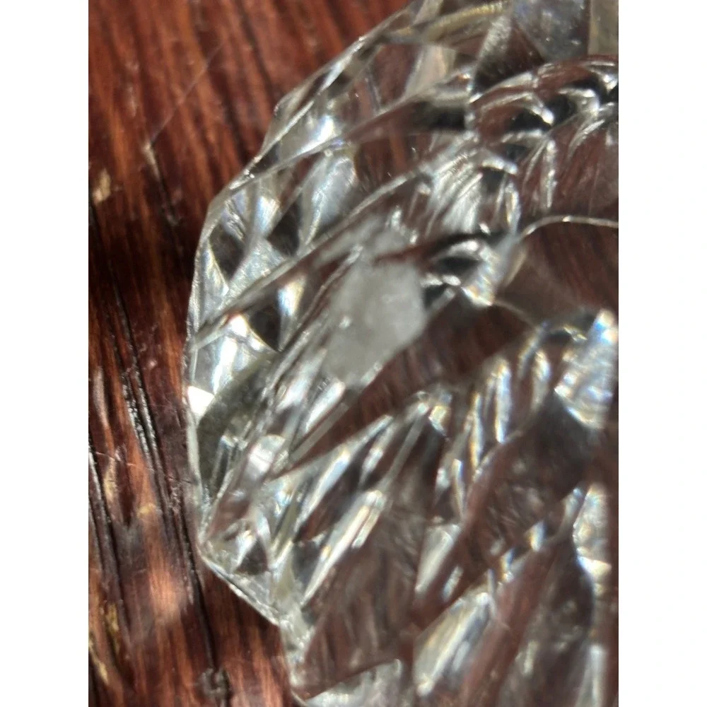 Vintage Cut Glass Salt Cellars Set 2 Diamond Point Pattern Clear Crystal Style